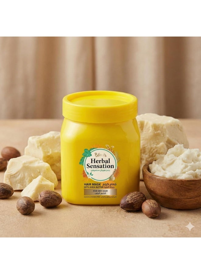 Blends Herbal Sensation Shea Butter Hair Mask for Dry Hair – Deep Hydration & Manageability Treatment – Silicone & Paraben Free – 600 ml - Image 3